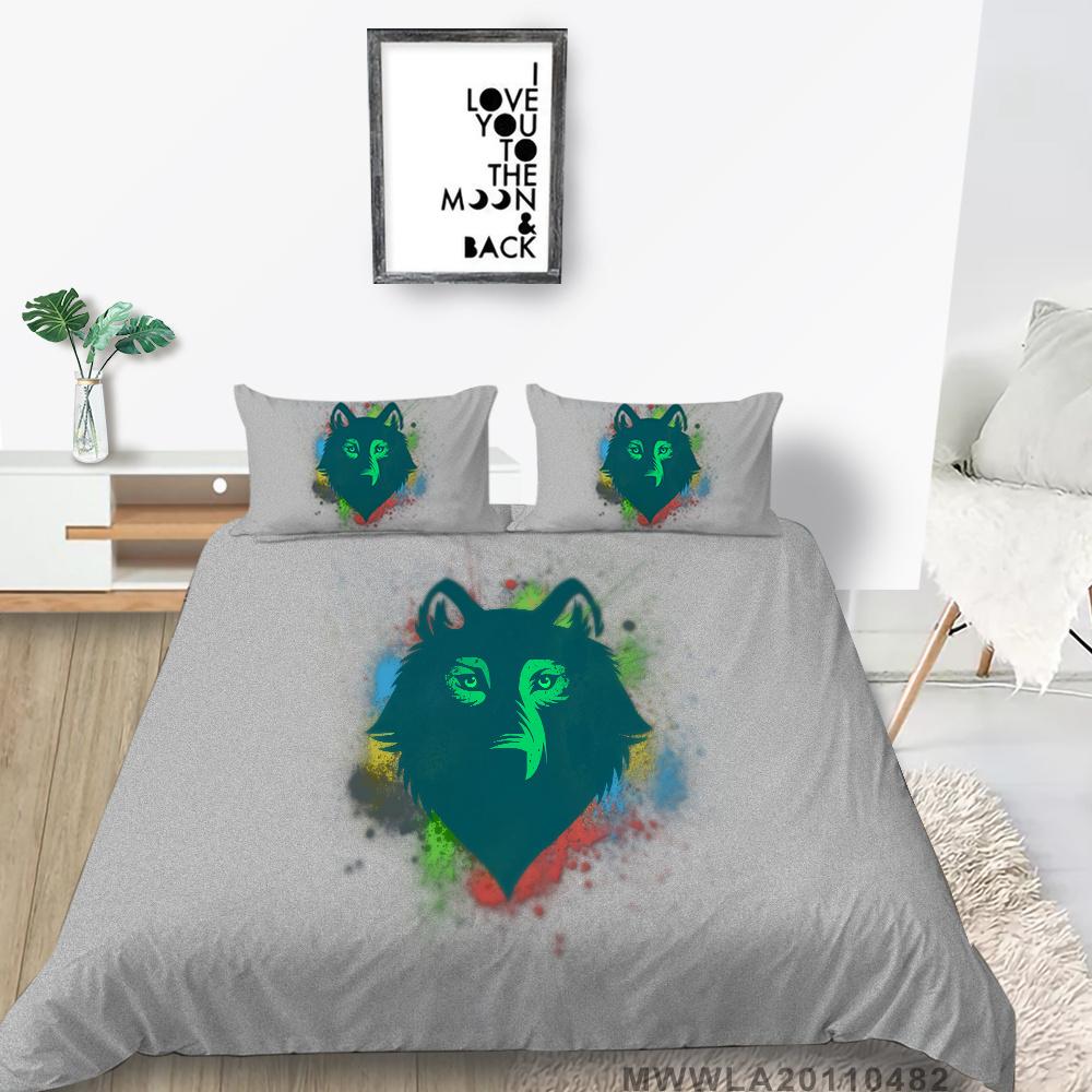Home Bed Set with Bedding Pillow 2/3 Pcs Duvet Covers Highend 3D Wolf Printed Bedding Suit Home Textiles