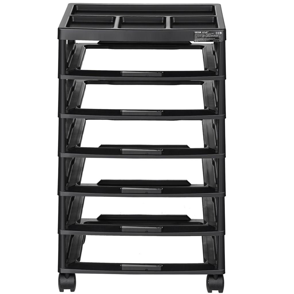 Scrapbook Rolling Storage Cart 6-Tier Large Capacity with Organizer Top Black