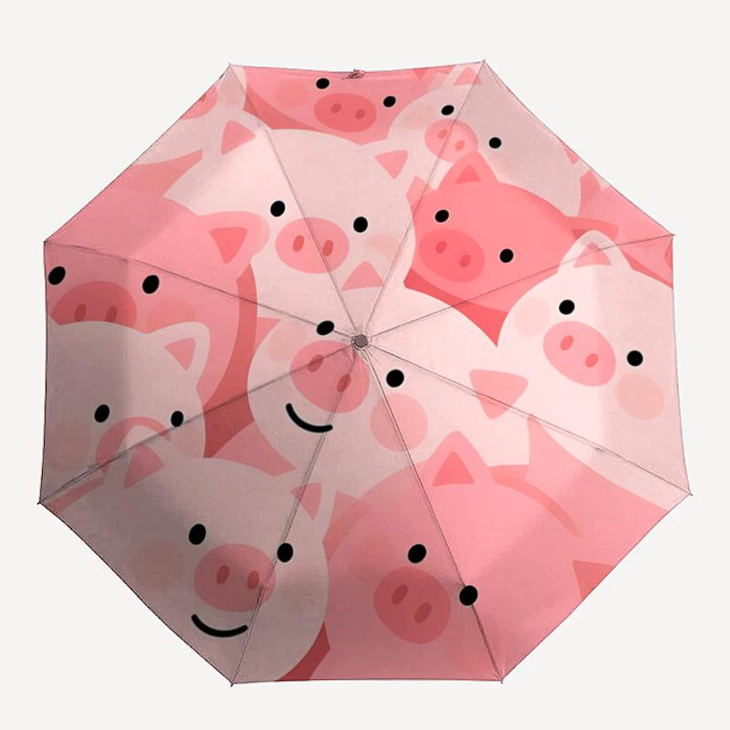 1 pièce Porcelet Ferme Parapluie Pliant à Ouverture/Fermeture Automatique Mode avec 8 Baleines, Coupe-Vent Portable, Usage Quotidien144