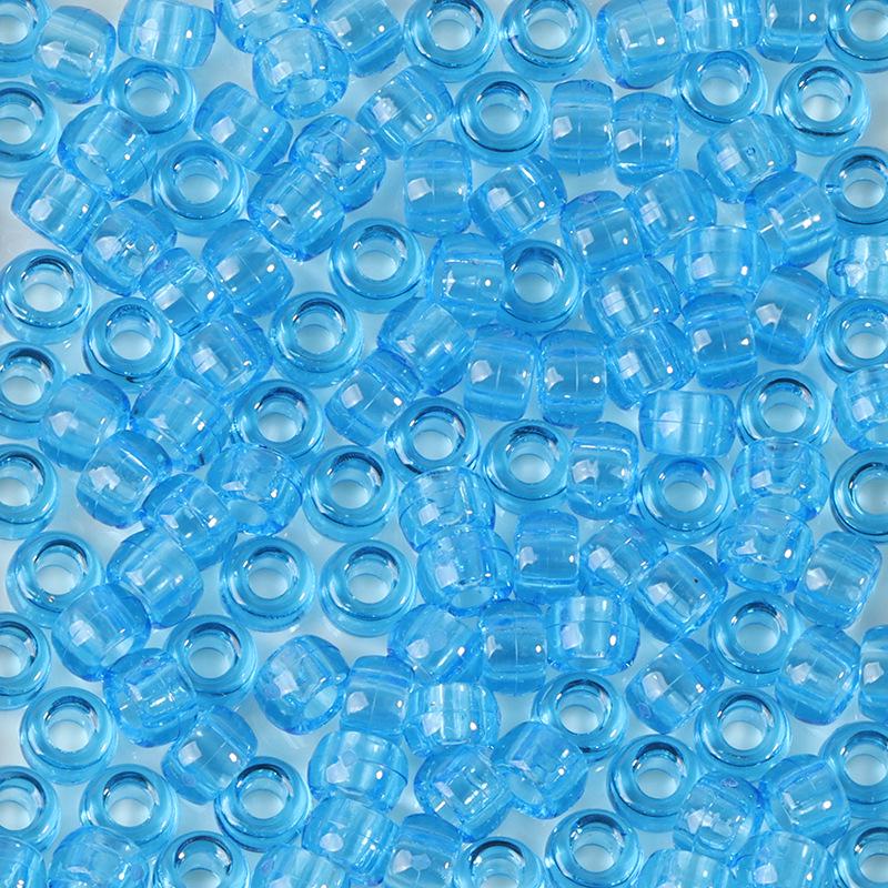 "100 Pcs Large Hole Transparent Frosted Barrel Beads - Colored Onion Powder Plastic Pony Beads for Dreadlocks and Wigs"