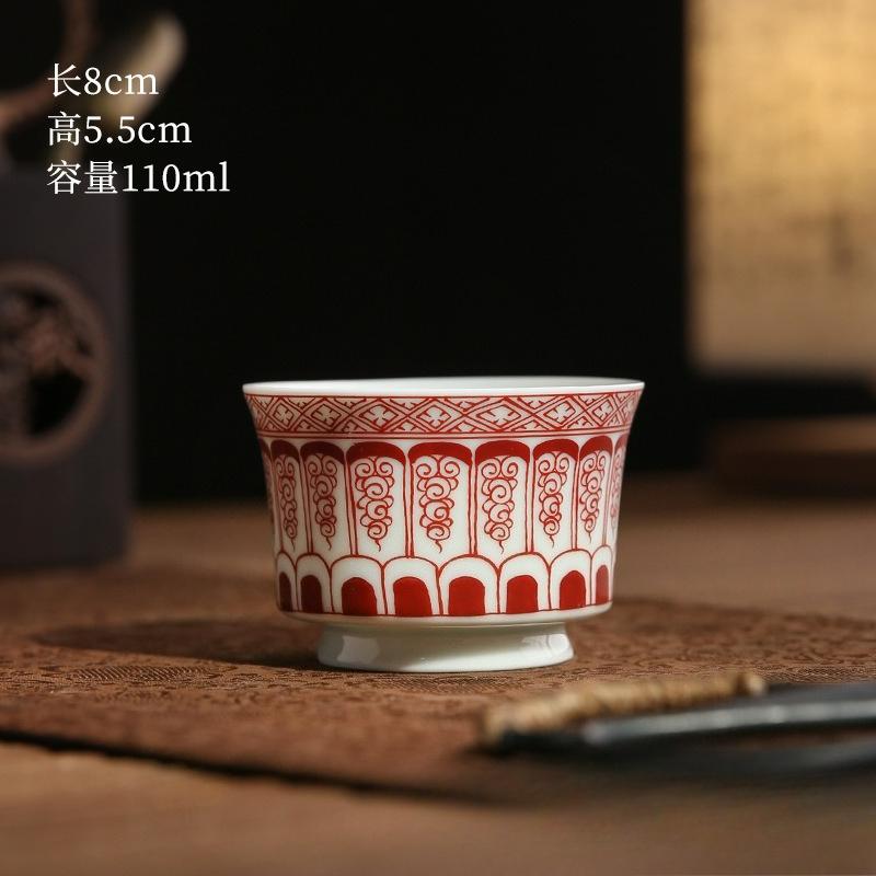 

Китайская фарфоровая чайная чашка, чашка мастера, большая вместимость, антикварная керамическая пиала, ручная роспись, чайная посуда для Гунфу, элегантный домашний декор