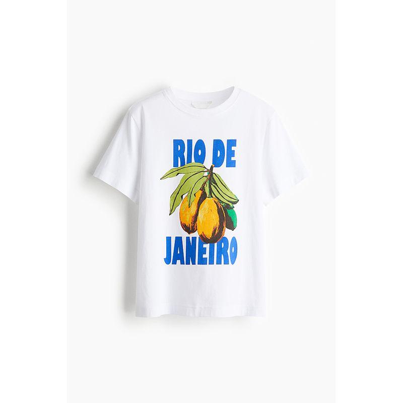 

Женская футболка HM 2025 Лето Новая Принт Свободный Американский Повседневный Мода круглый Вырез Короткий рукав Топ 1293967 White/Rio de Janeiro 175/128(2XL)