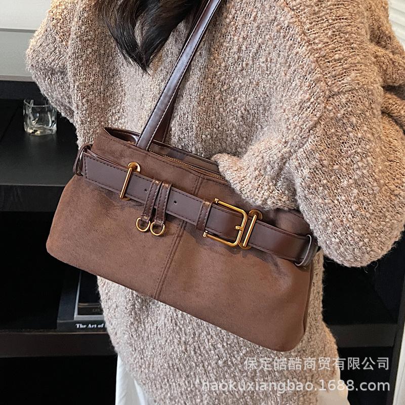 Frosted Retro Bag Women's Large Capacity 2025 New Autumn and Winter Casual Shoulder Underarm Bag Commuter Leopard Print Tote Bag