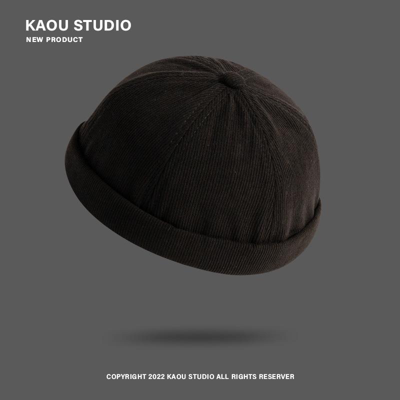 Unisex Retro Corduroy Gourd Cap - Brimless, Sophisticated, Versatile Hat for Autumn/Winter