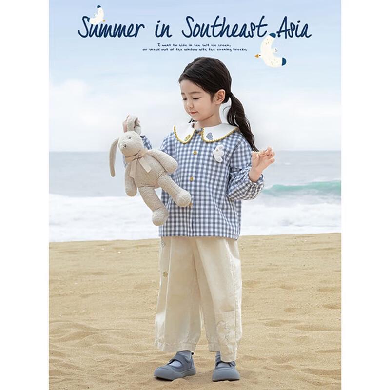 YouYou Girls' Cartoon Embroidery Doll Collar Shirt