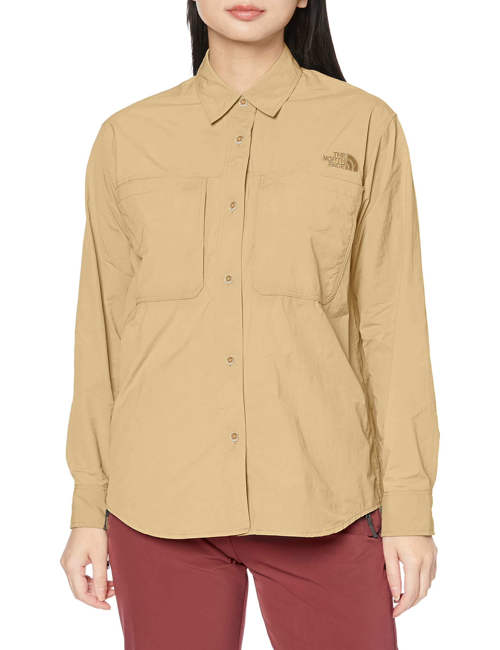 

The North Face Rustle Canopy Kelp Size M Women s Shirt, Antibacterial, Odor-Resistant, Anti-Static, Tan,
