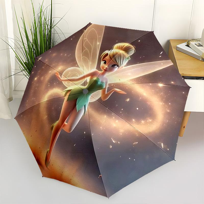 

Tinker Bell, Sparkles Themed Automatic Opening and Closing Umbrella, Brightly Colored 8-rib Portable Umbrella, Suitable for Men and Women, A Perfect G