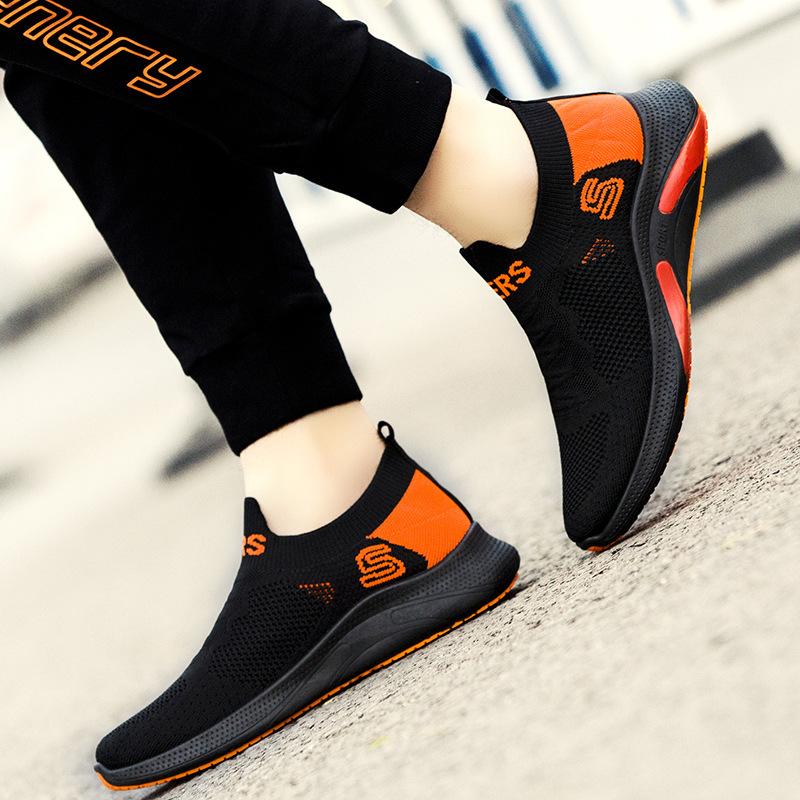 Spring and Summer Slip-on Casual Shoes New Flying Woven Breathable Running Shoes Men Sneaker