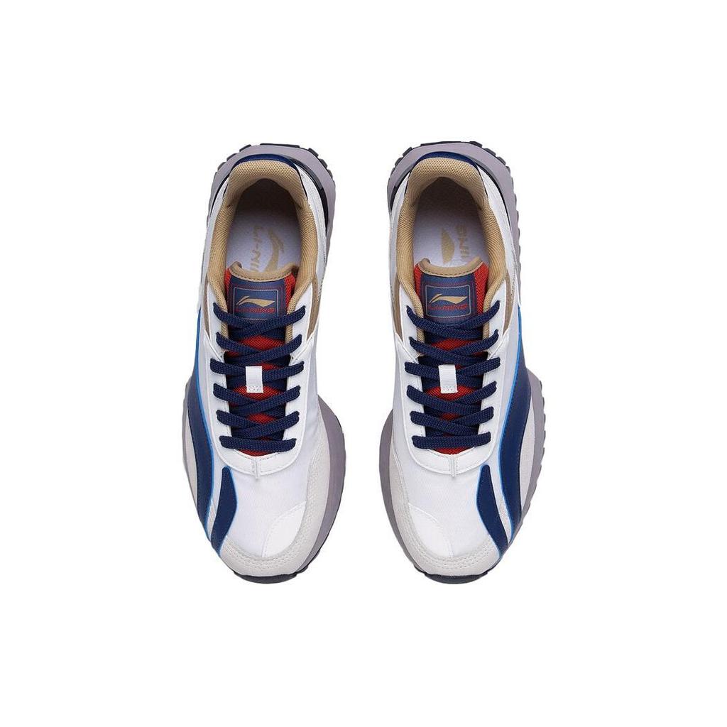 Li Ning Synthetisches Leder Rutschfest Abriebfest Niedrig geschnitten Sportliche Freizeitschuhe Herren Marineblau AGCS261-3