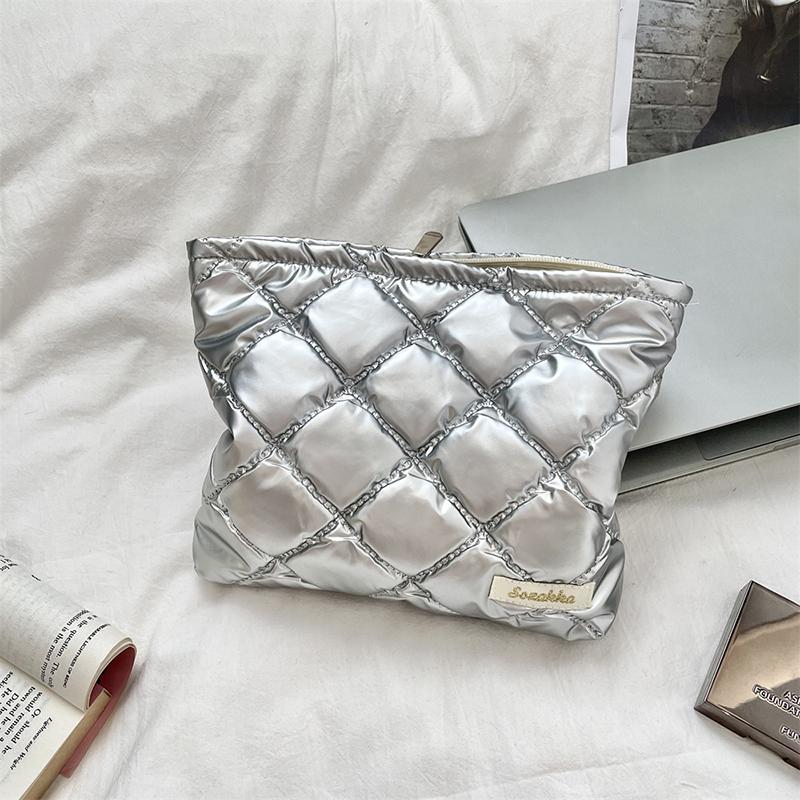 Quilted Pu Love Bow Cosmetic Bag Skincare Products Pouch Multi-Function Makeup Lipstick Storage Bag Simple  Coin Purse