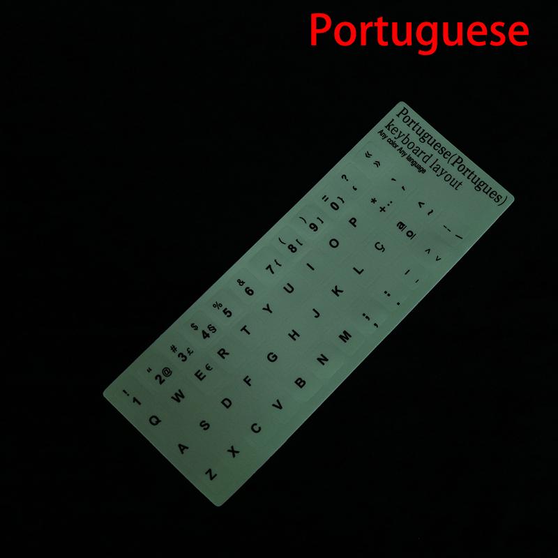 Luminous Keyboard Film Spanish,Russian,Arabic,French,English Etc Language Fluorescent Keyboard Letter Protective Stickers