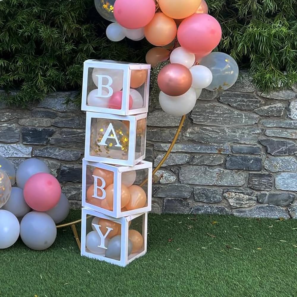 Transparent Balloon Box Party Transparent Balloon Box 4 Pieces White Alphanumeric Set Decoration Supplies Birthday Decoration Background Recital