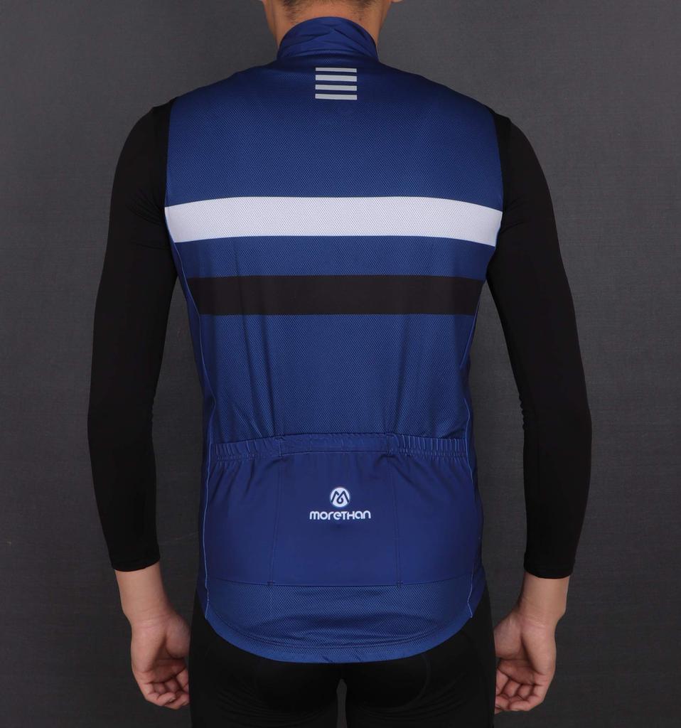 Morethan Cycling Vest Sleeveless Windbreaker for Autumn and Winter (Dark Blue/L/Men's) (Windproof/Lightweight/Reflective/With Pockets) WVP-020