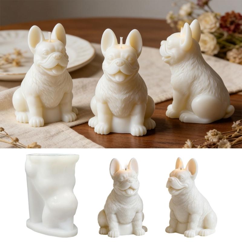 Creative French Bulldog Silicone Candle Mould For Customes Aromatherapys And Decoration
