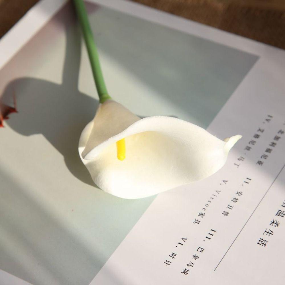 White Artificial Calla Lilies PU Fake Flower Photography Props Artificial Flower  Home Decoration