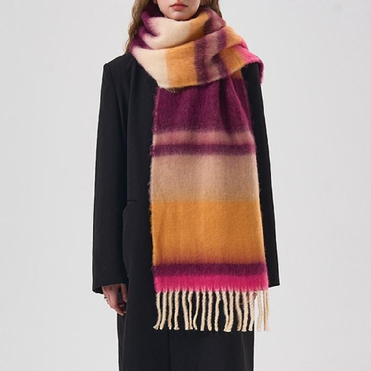 Striped Scarf Long Knitted Scarf Neck Warmer Women Scarf Lightweight Neck Wrap