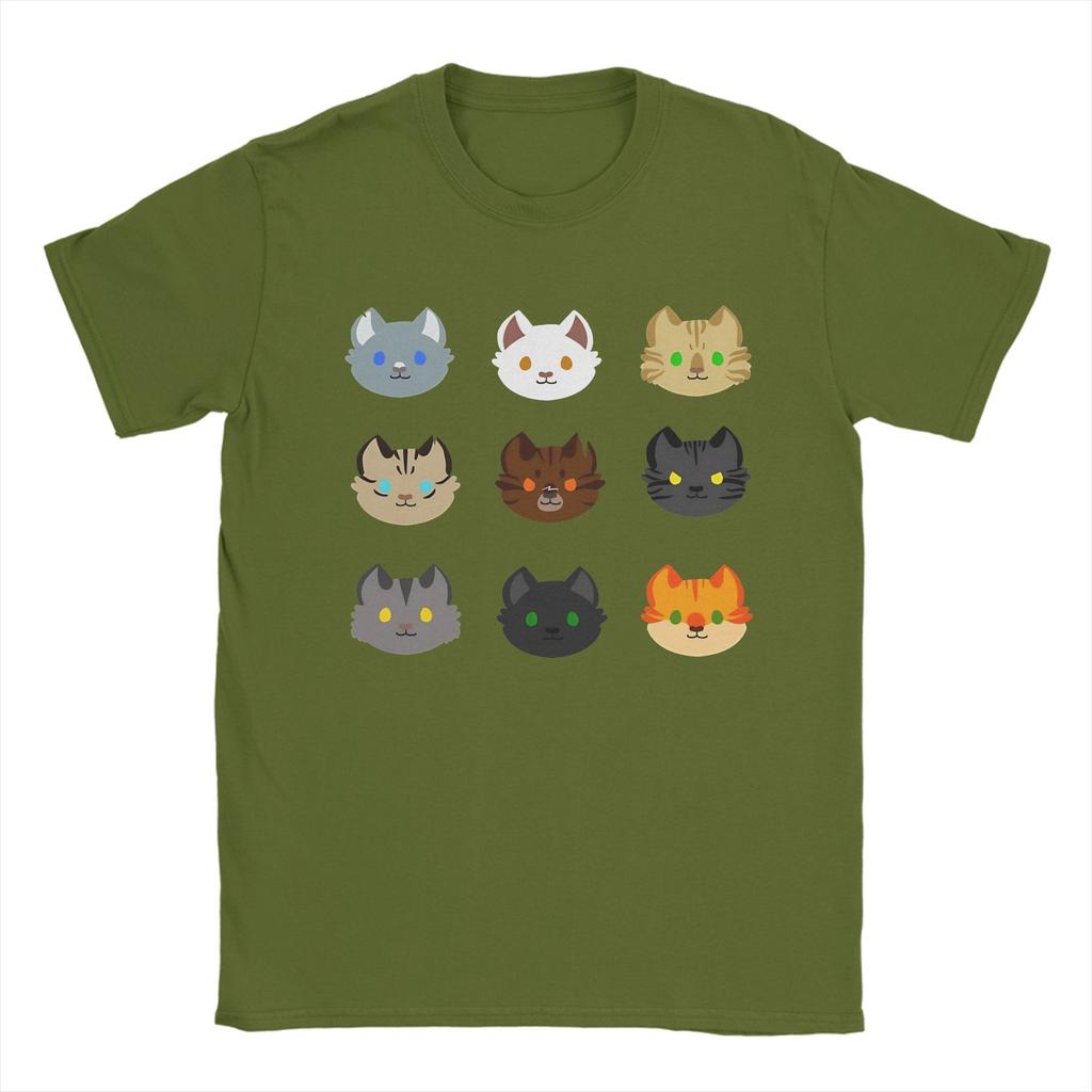 Donnerclan T-Shirt Unisex Samurai Katze Vintage Reines Baumwoll-T-Shirt Rundhals Kurzarm T-Shirt Übergröße Kleidung