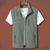 Chaleco multibolsillos para hombre, chaqueta de secado rápido, ropa informal fina para hombre, chaleco de pesca sin mangas.