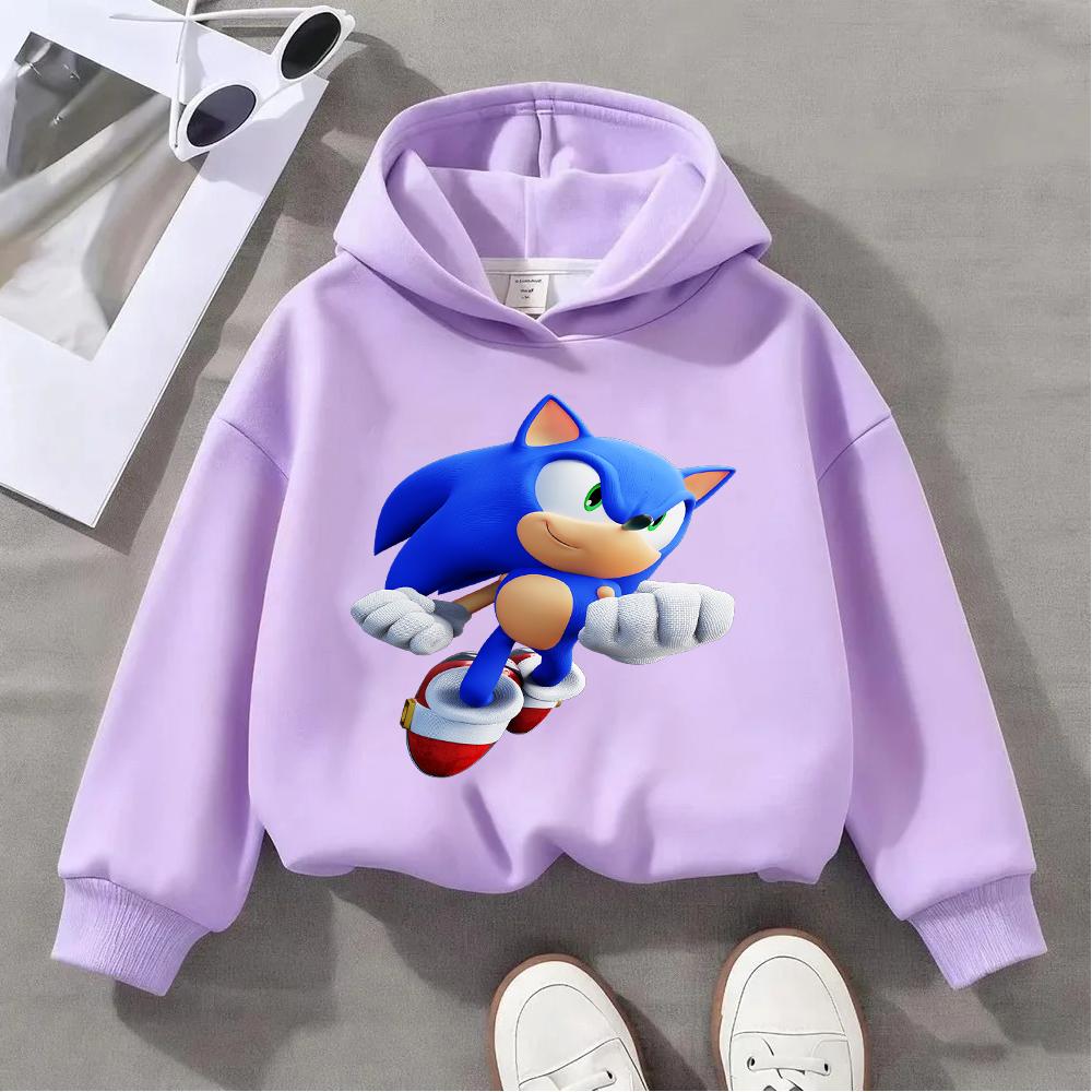 Boys Girls Sonic The Hedgehog Kids Sweatshirt Print Long Sleeve Casual Pullover Children's Cartoon Top
