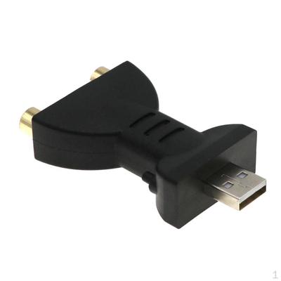 Portable USB Male To 2 RCA Female
