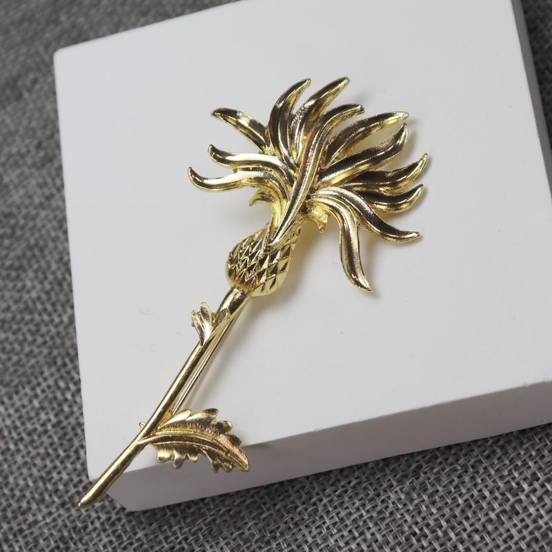 Vintage Distelblüten Broschen für Damen Unisex 2-farbiges Metall Gras Pflanzen Party Lässige Broschen Pins Geschenke
