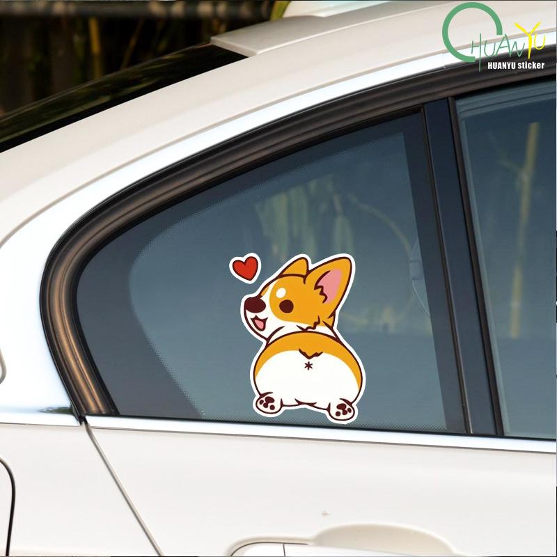 Car Cartoon Car Sticker Corgi Sticker Electric Car Motorcycle Rain Auto Sticker for Window Body Decor Helmet Sticker