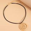 Stylish Metal Coil Sunflower Pendant Necklace Leather Necklace Goth Jewelry For Women