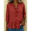 2026 Summer New Women's Solid Color Ruffle T-Shirt, Casual Three-Quarter Sleeve Blouse for Women