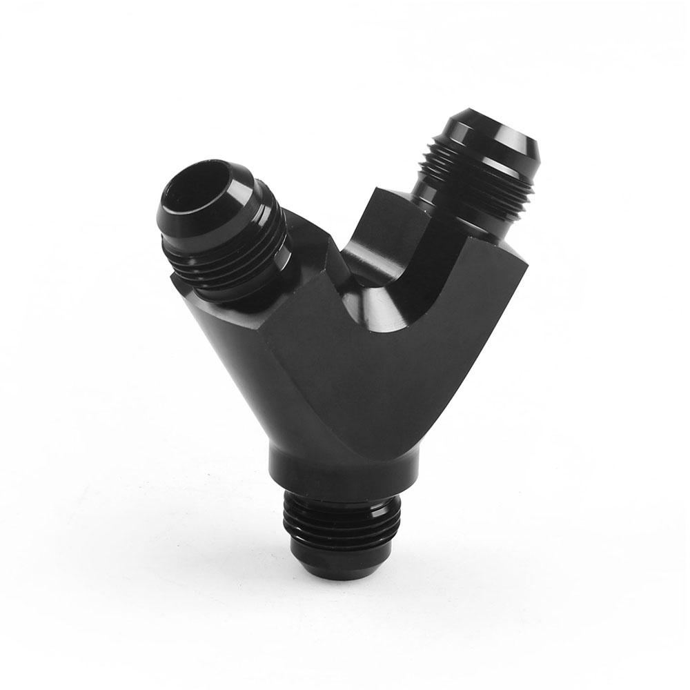3-Way Y-Block Fitting Adapter AN6/AN10 6-AN/10-AN Male To 2X AN6/AN10 6-AN/10-AN Male BLACK