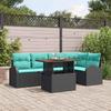 Garden Sofa Set with Storage 6 pcs Black Poly Rattan