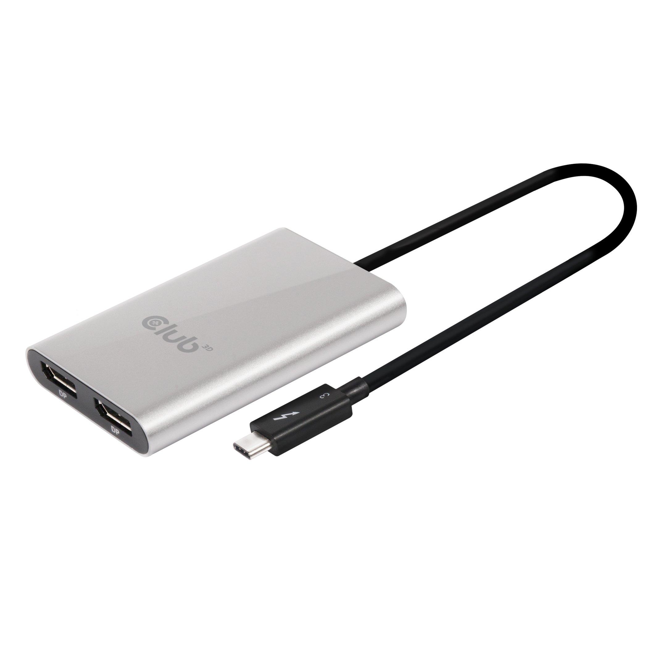 

Club3D SenseVision Thunderbolt 3 to DisplayPort 1.2 Dual Monitor 4K 60Hz Dual Display Distribution Hub for Mac and Windows (CSV-1577)