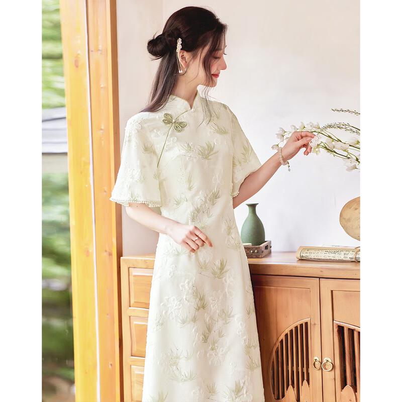 Si Shui Nian Hua 2025 Summer Elegant 3D Floral Cheongsam Dress