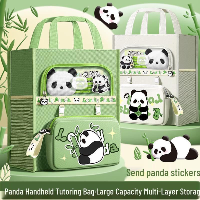 Panda Canvas A4 Tote Bag - Large Capacity for Students and Children's Books