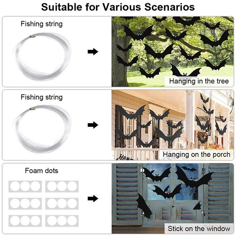 AD23-Hanging Bat Halloween Outdoor Decorations - Perfect For Hanging Outdoor Decorations On Trees, Porches, Yards