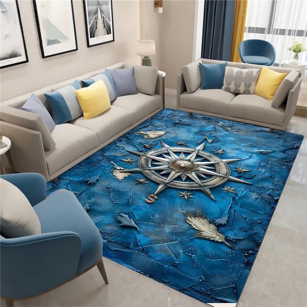 

Ретро Компас Винтажная Карта Мира Ковер, Ковер для Гостиной Спальни Дивана Придверный Коврик Декорация Детская Игровая Нескользящий Напольный Коврик 50X80CM
