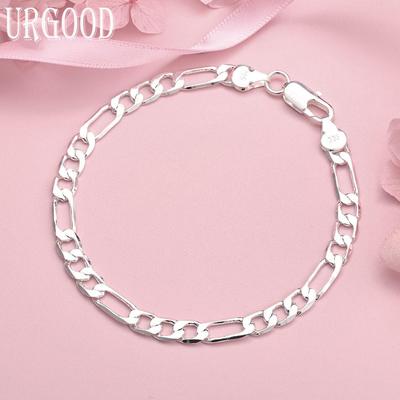 925 Sterling Silver 6mm Side Chain Bracelet Wedding Jewelry