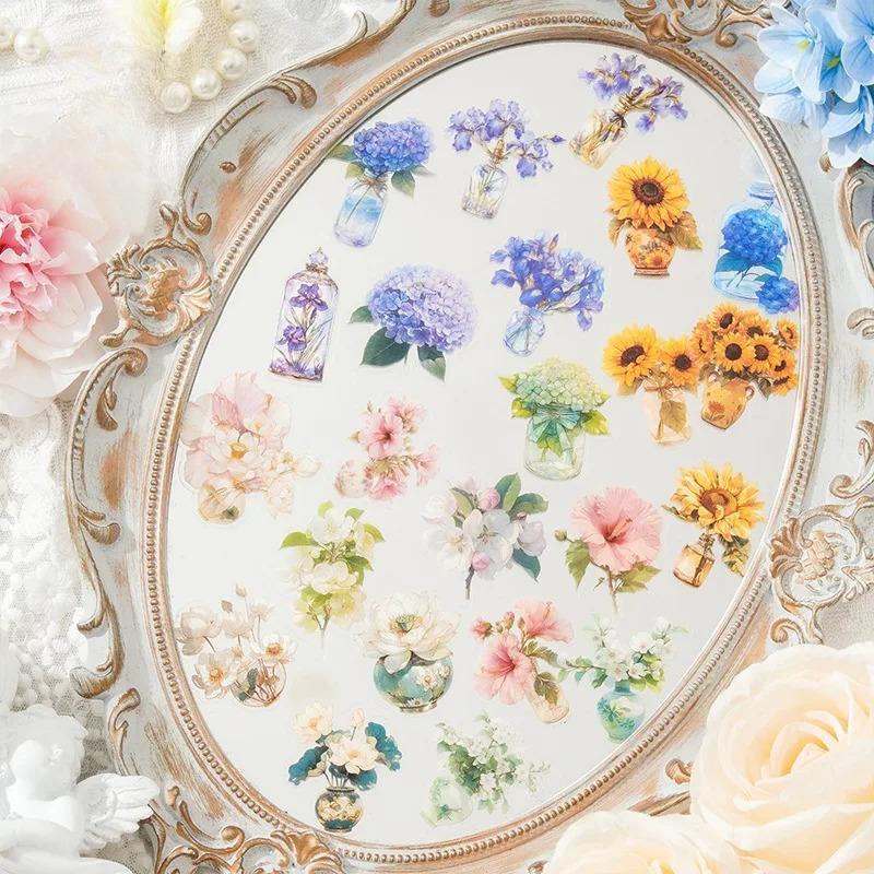 15 ks Kaleidoskopická série Vintage Rostlina Květina Krajina Materiál Koláž PET Nálepka Kreativní DIY Deník Scrapbook Kancelářské potřeby