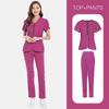 Beauty Salon Spa Club High Quality Hand Washing Clothes Work Clothes Staff Uniform Solid Color Set Nurse Clothes Embroidered Logo