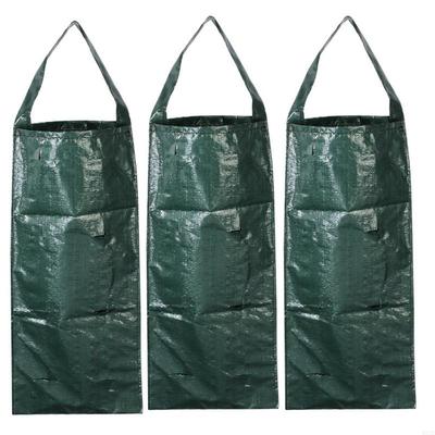 3Pcs Hanging Plant Grow Bag Outdoor Compost Seedling Planter Garden Supplies Multi-Pocket Strawberry Fruit B03E