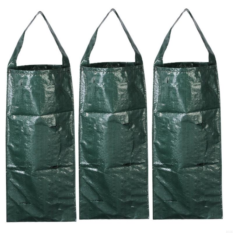 3Pcs Hanging Plant Grow Bag Outdoor Compost Seedling Planter Garden Supplies Multi-Pocket Strawberry Fruit B03E