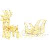 Reindeer Pull Sled Warm White 30 X 12 X 55 Cm PET