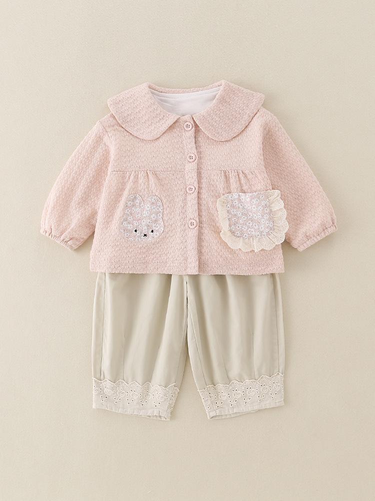 Mädchen Kleinkind Doppel-Lagen Langarm Jacke und Outfit Set für Frühling und Herbst