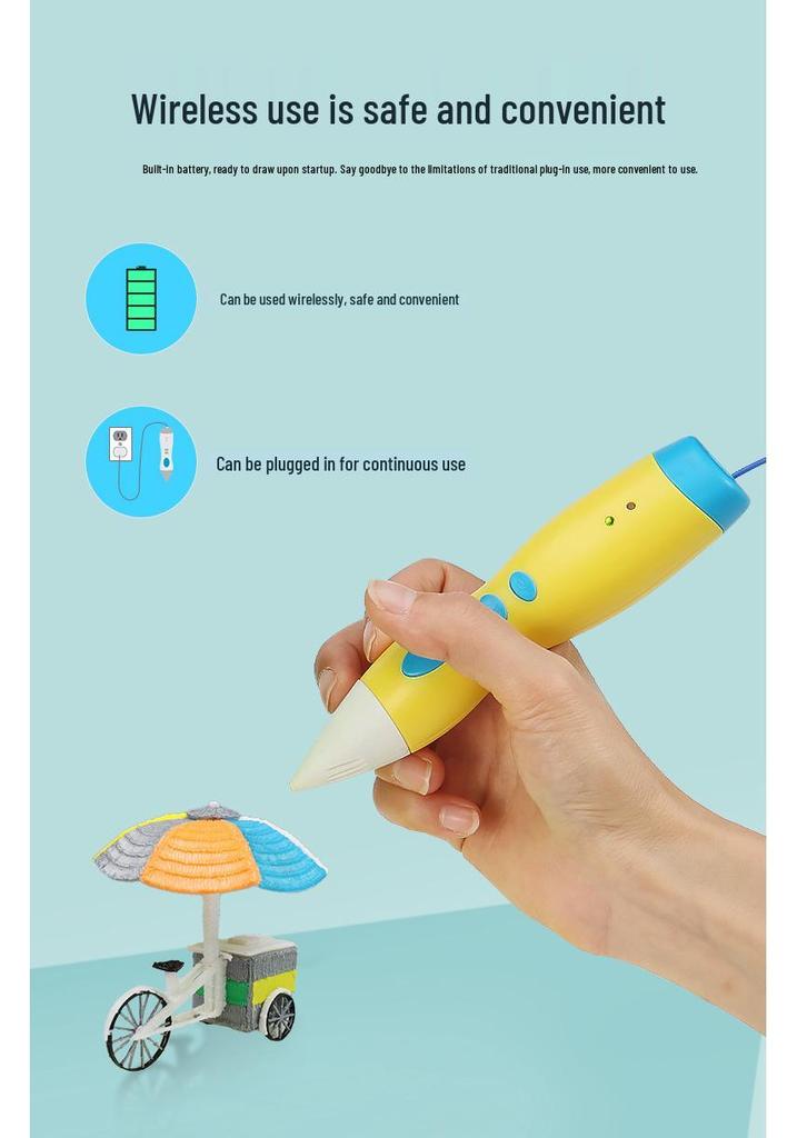 Rechargeable Low Temperature 3D Printing Pen for Kids - 1100mAh PCL Children's Day Gift