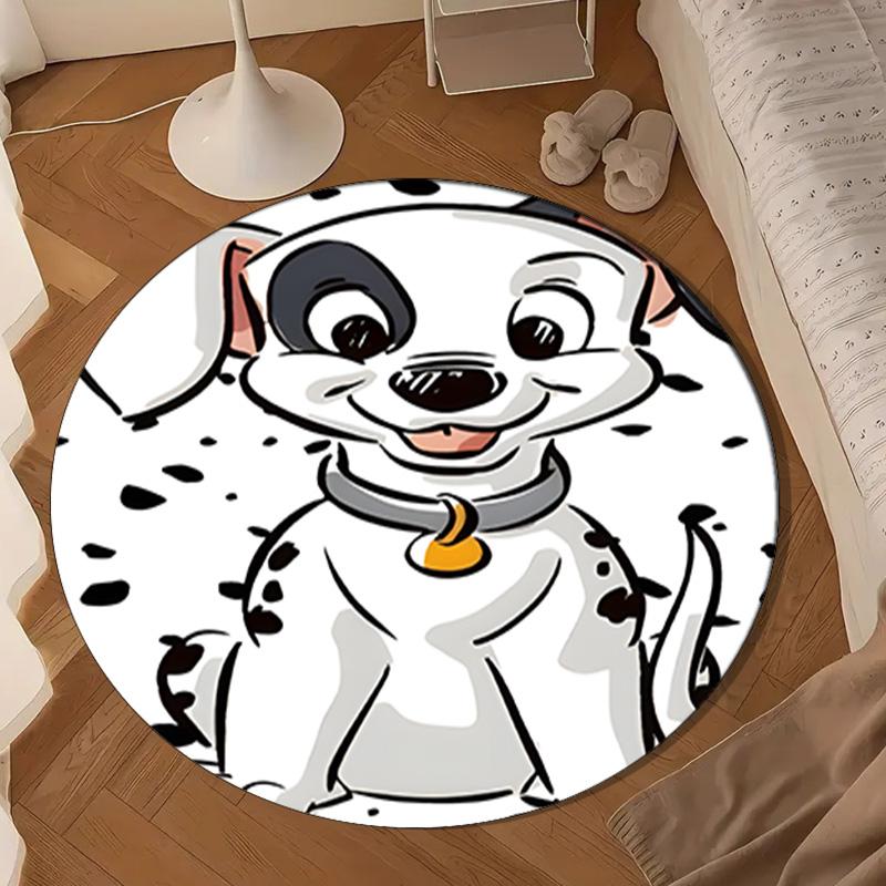 1PC Dalmatian Paws Collar Round Rug for Livingroom,Bedroom, Palyroom, Chair Rug, Area Rug, Circle Carpet, Large Size Fan Christmas Gift