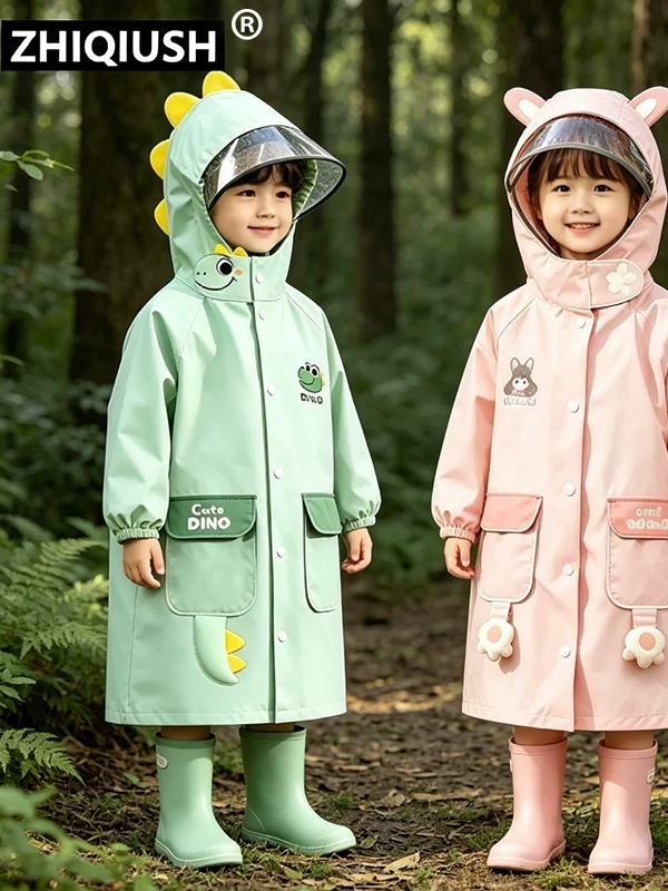 Impermeabile per Bambini, Poncho Pioggia per Ragazzi e Ragazze, Protezione Pioggia per Bambini dell'Asilo con Spazio per Zaino, Specificamente per la Scuola Elementare