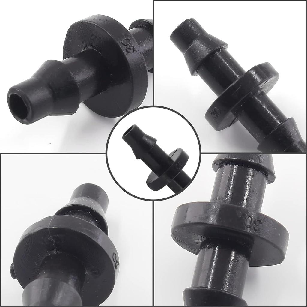 100 Pezzi Raccordi per Irrigazione a Goccia Raccordo Dritto Connettore a Barbato per Tubo da 4/7mm Sistema di Irrigazione a Goccia