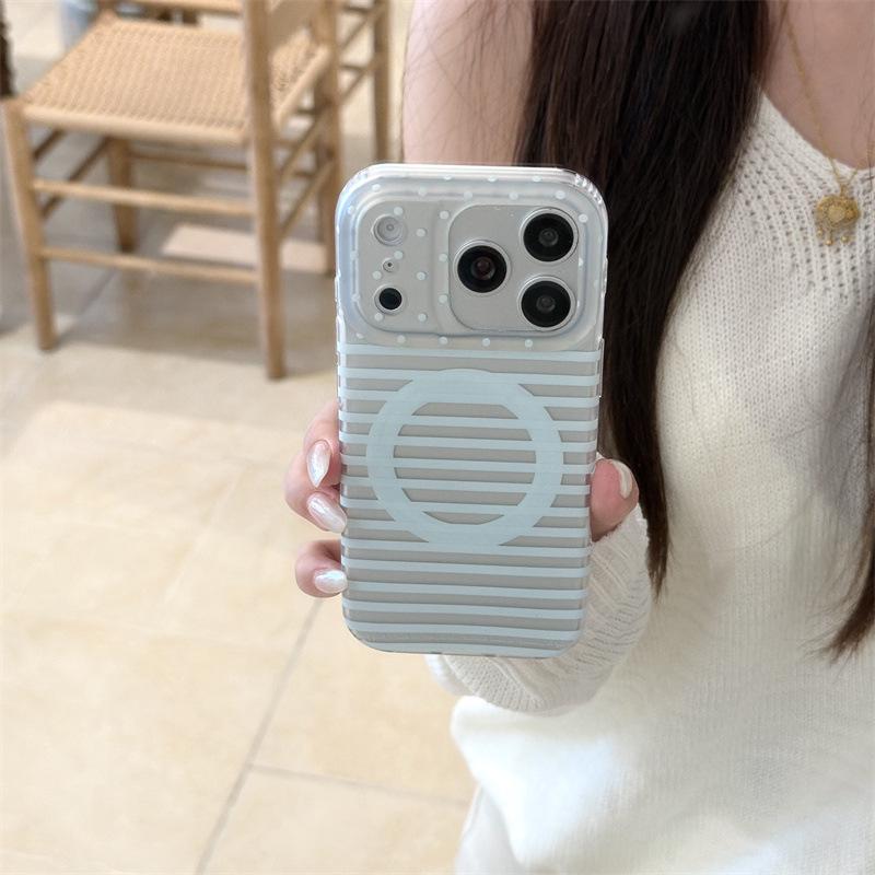 Blue Striped Magnetic Phone Case for iPhone 17/16 Pro Max/15 Pro