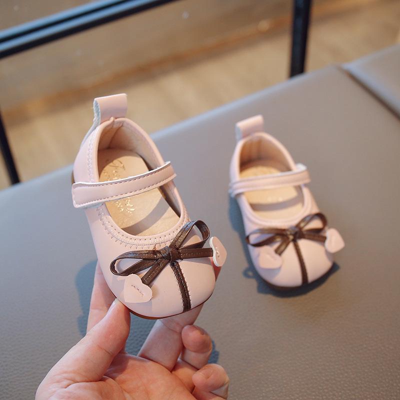 Girls' Bow Soft Sole Princess Toddler Shoes - Spring & Autumn Style, Fashionable Small Leather Baby Shoes