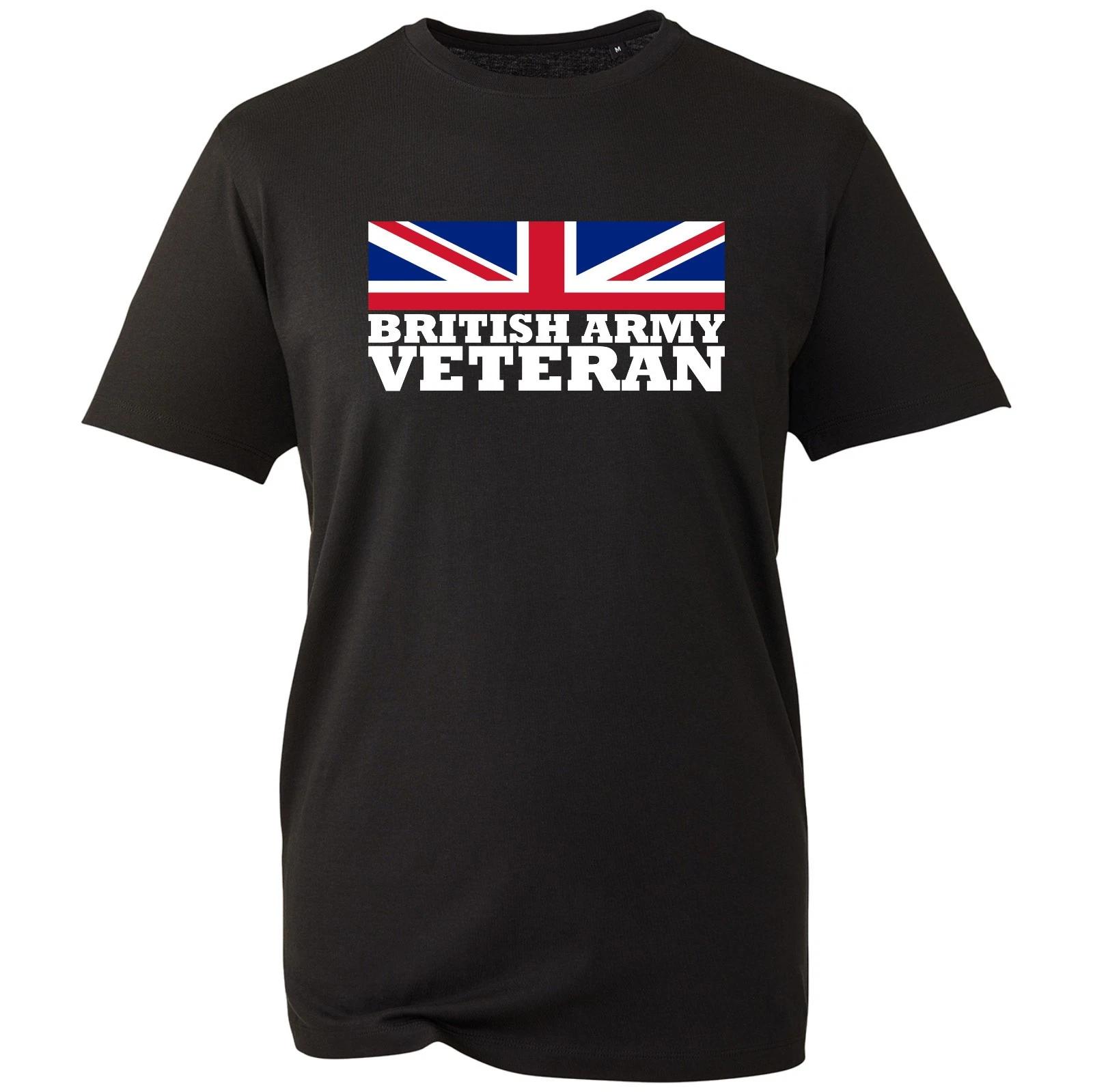 British Army Veteran T-Shirt, Remembrance Day UK Flag Miltary Soldier Unisex Tee 2XL