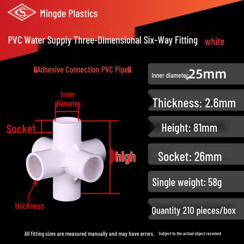 PVC Vícesměrné 3D Plastové Fitinky pro Vodovodní Potrubí (Pravoúhlý, Čtyřcestný, Pěticestný, Šesticestný T-kus)
